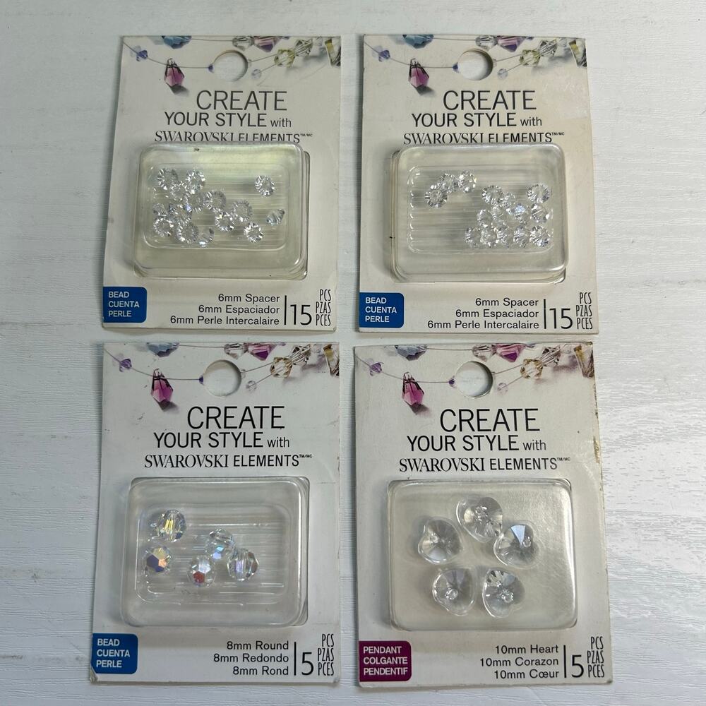 EK Success Swarovski Crystal Spacer & Heart Lot